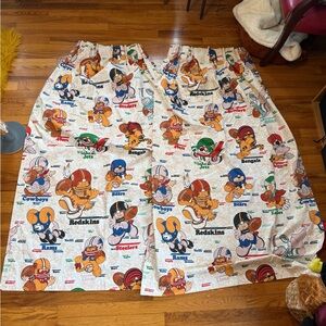 Vintage 70s NFL Football Team Curtains, Two Panels, Home Decor, 39x53 roughly